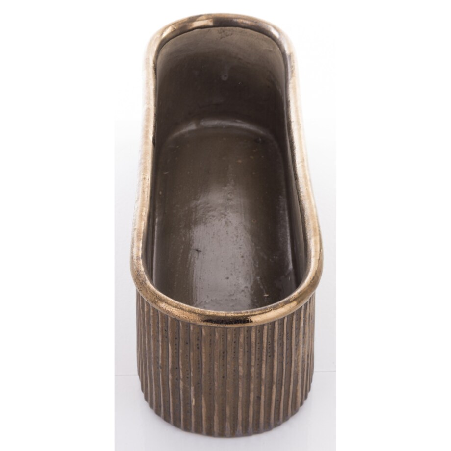 Kwietnik-osłonka kamionkowa 11,5x38,5x13 cm złotobrązowa