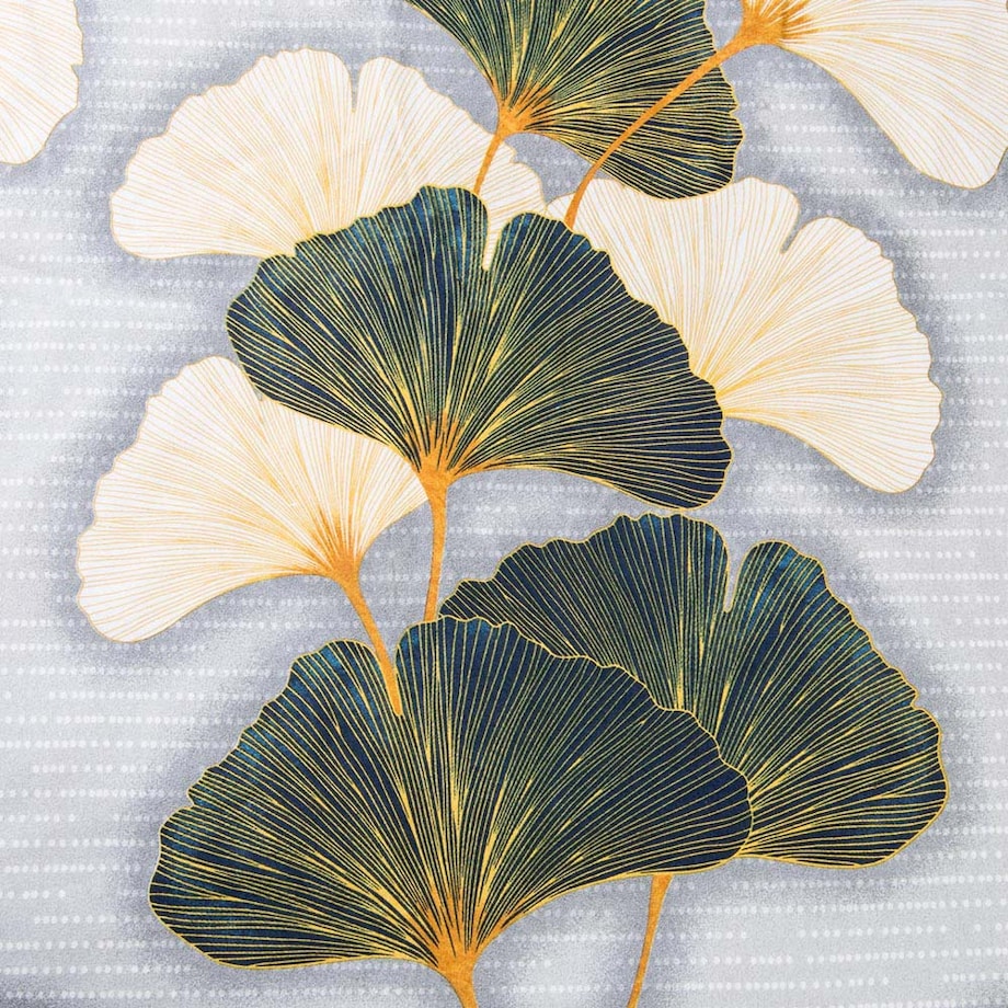 Pościel flanelowa 160x200 Solenne Light szara, liście miłorzębu, Flanelove