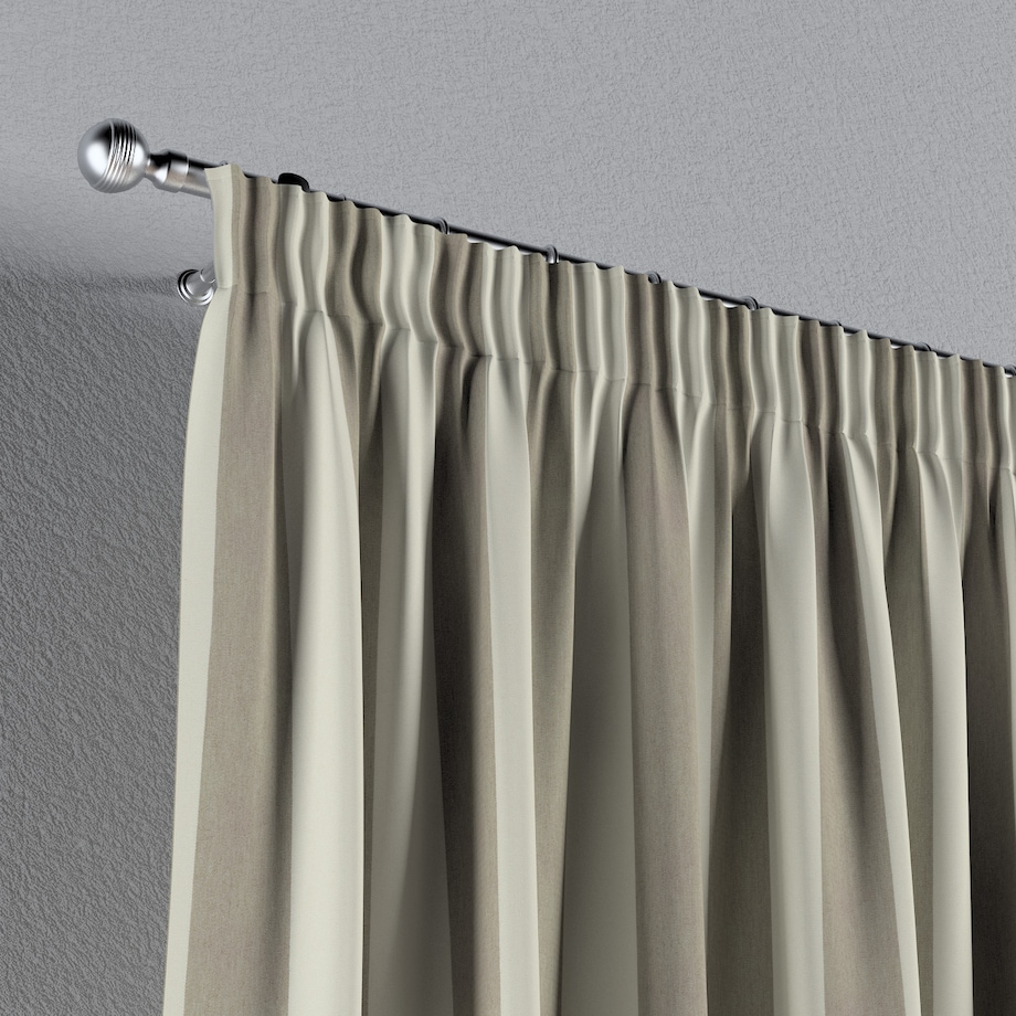 Zasłona na taśmie marszczącej 1 szt. 130x245 beżowo-białe pionowe pasy (5,5cm)