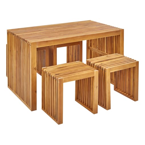 Zestaw ogrodowy ze stołkami dla 4 osób BELLANO Drewno akacjowe Brązowy