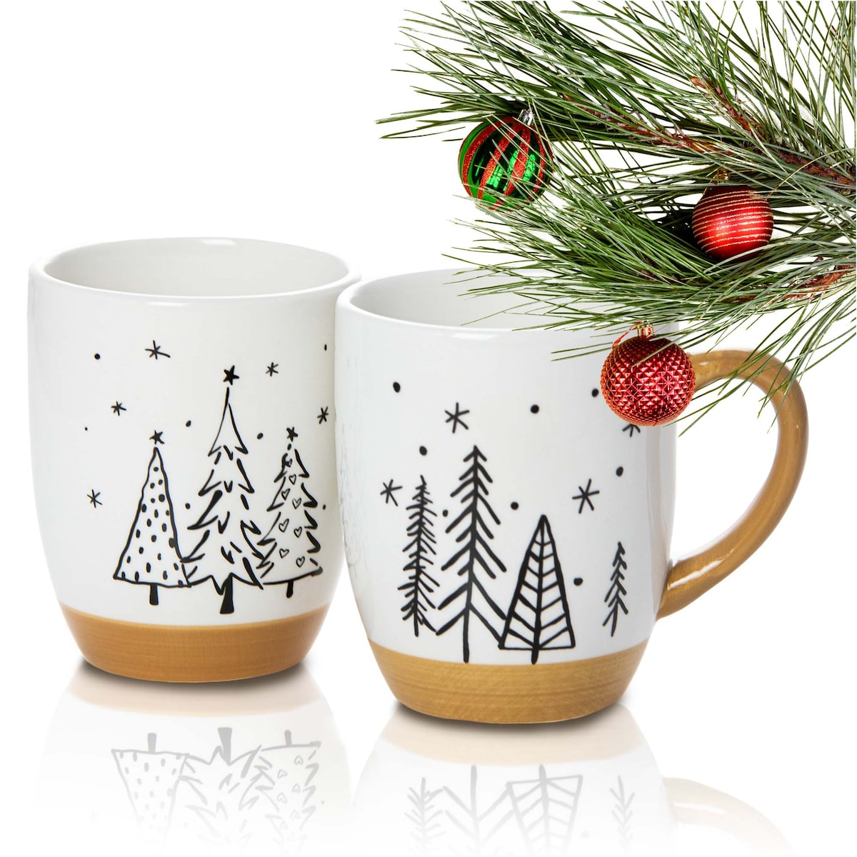 Kubek Świąteczny Boże Narodzenie Zestaw 2 Szt. Drzewka Choinki Prezent