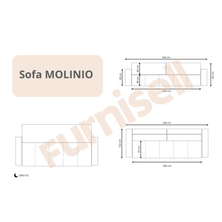 Kanapa MOLINIO z funkcją spania z pojemnikiem na pościel Kolor: Wind 56
