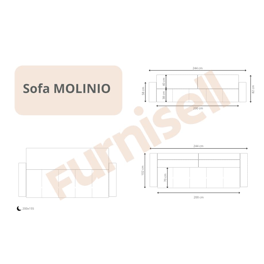 Kanapa MOLINIO z funkcją spania z pojemnikiem na pościel Kolor: Wind 56