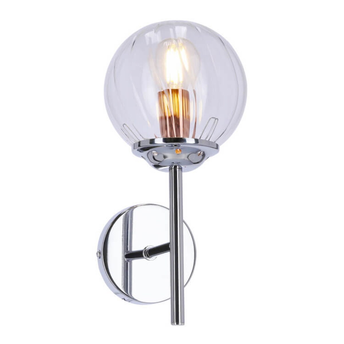 Szklany kinkiet ścienny Best 21-67234 Candellux kula chrom przezroczysty