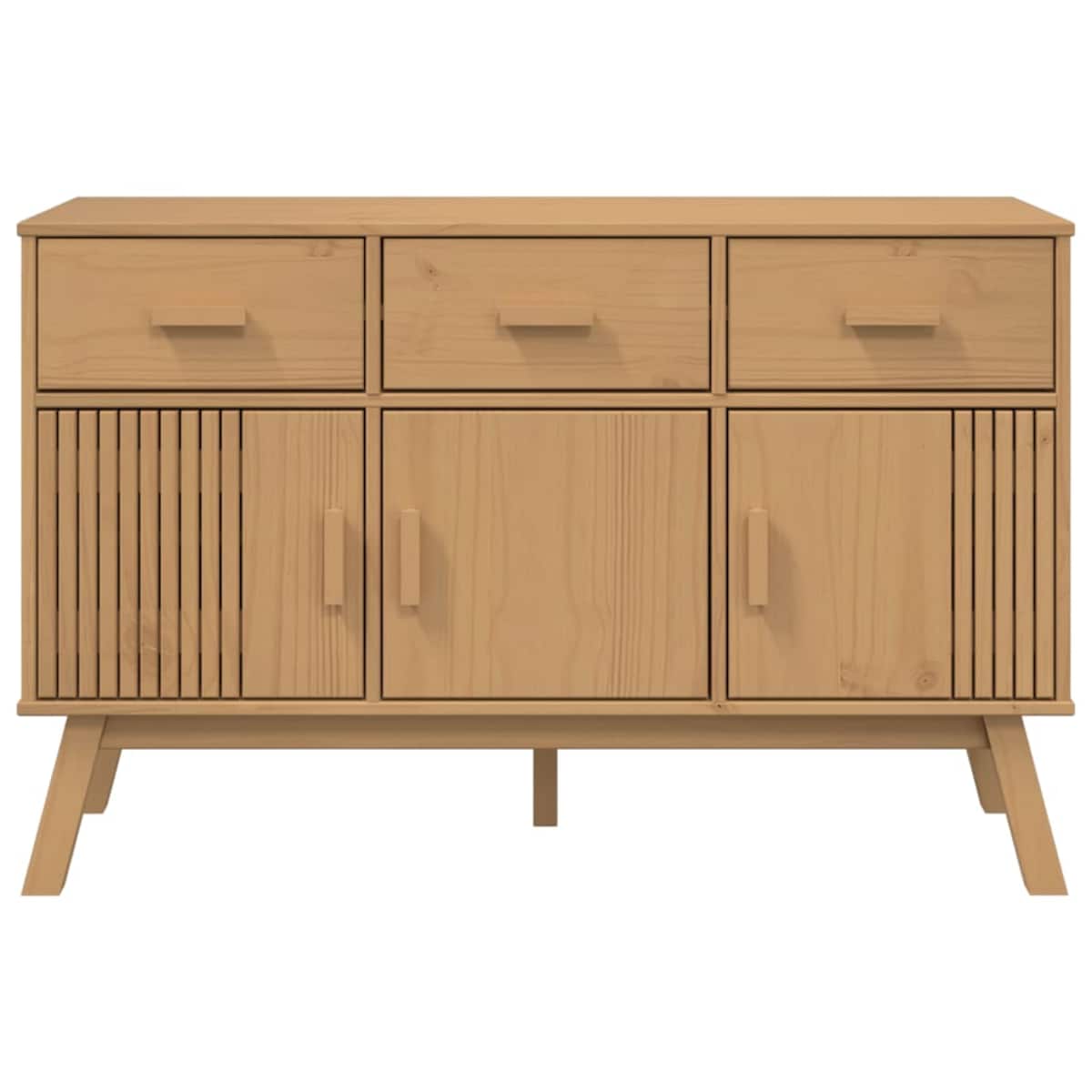vidaXL Komoda OLDEN, brązowa, 114x43x73,5 cm, lite drewno sosnowe