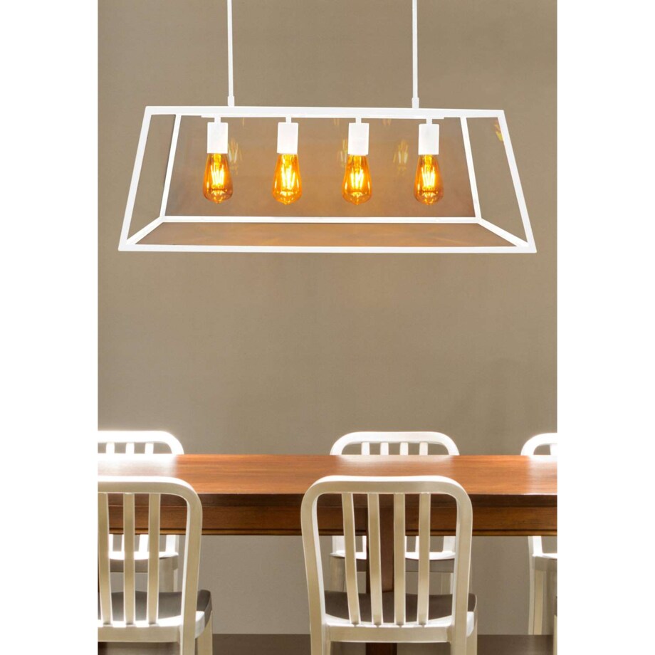 LAMPA wisząca FINLAND 307163 Polux loftowa OPRAWA zwis klatka retro biała przezroczysta