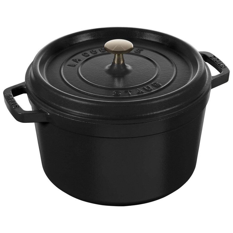 Garnek żeliwny okrągły wysoki Staub - 4.8 ltr, Czarny