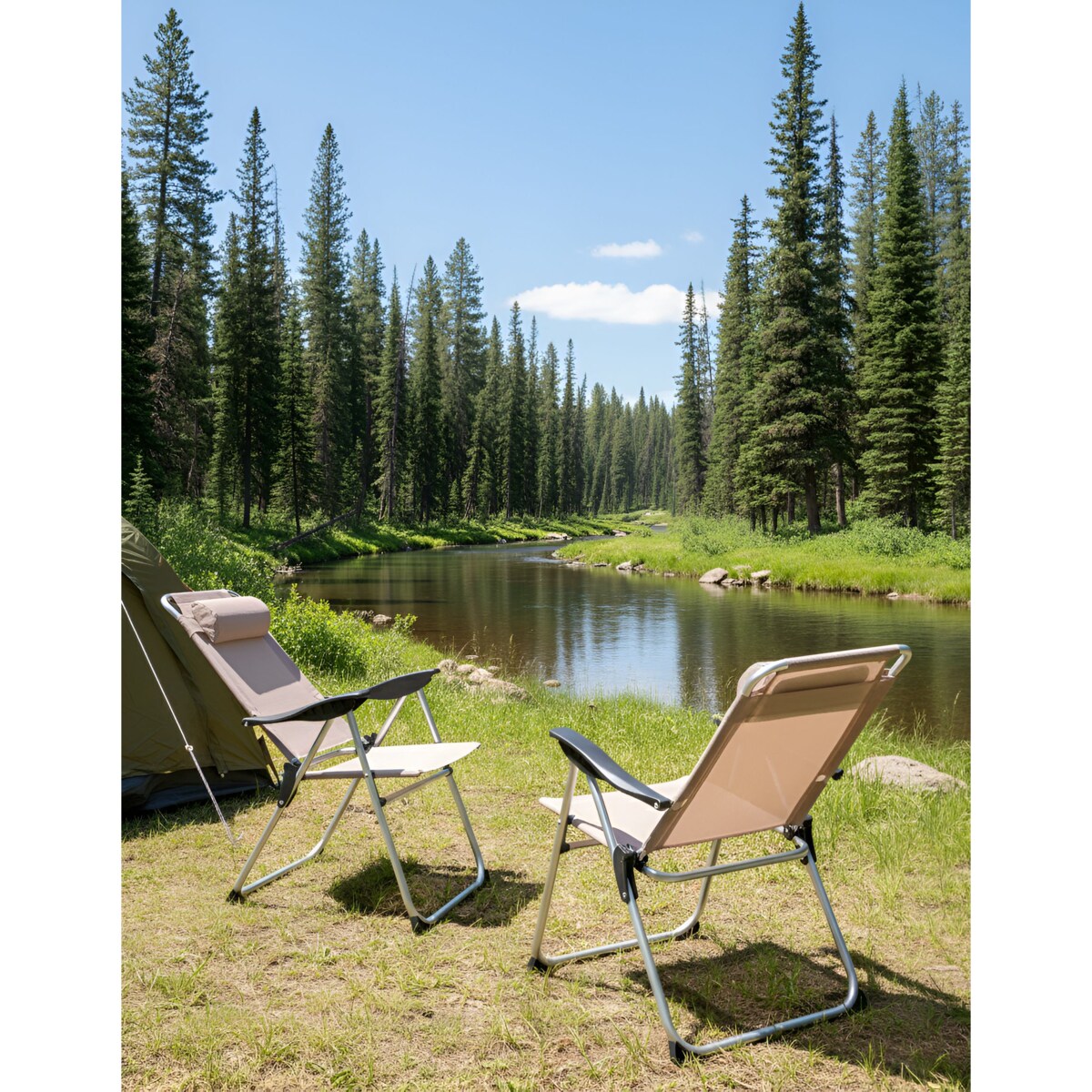 Zestaw 2 krzeseł ogrodowych ASINE Składane Metal Beżowy