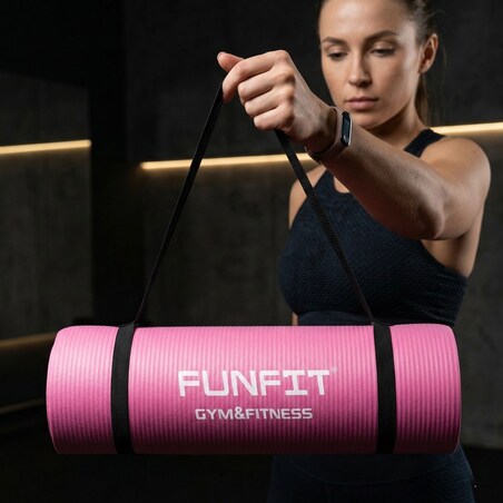 Mata Fitness 183x61 cm do jogi i ćwiczeń FUNFIT różowa