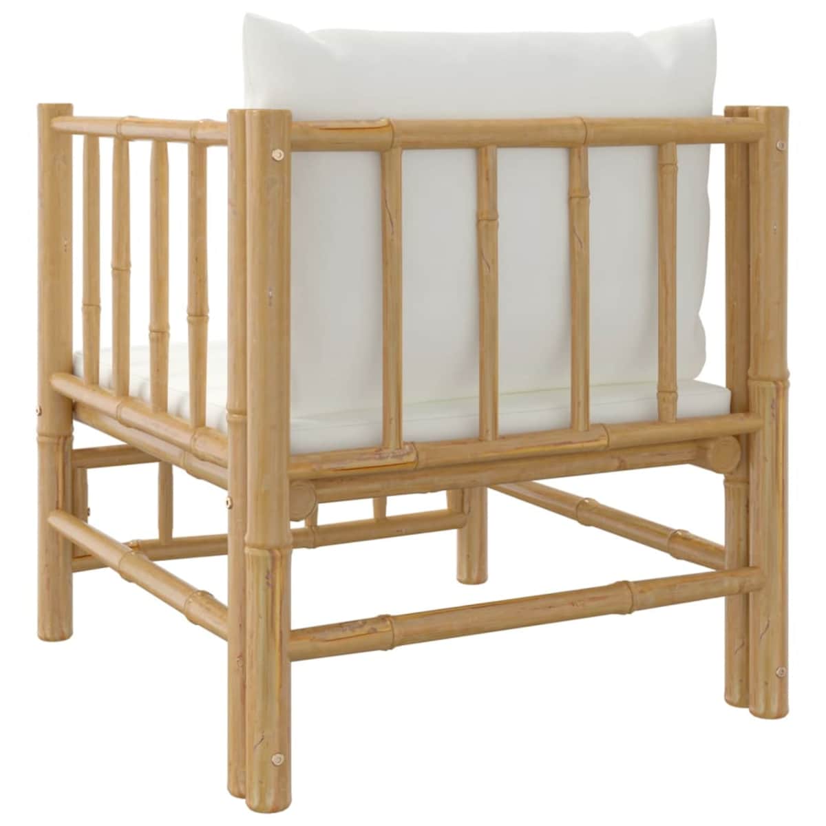 vidaXL Sofa ogrodowa, kremowe poduszki, bambus