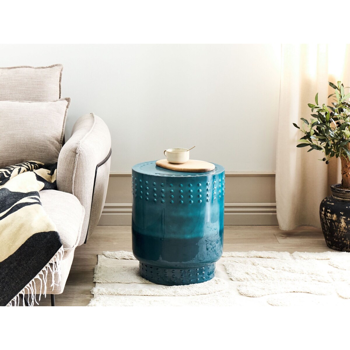 Stolik pomocniczy metalowy niebieski ABRA