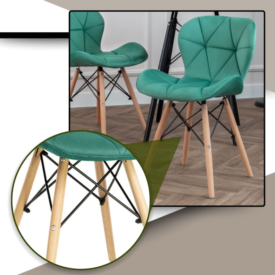 Krzesło Tapicerowane Welurowe Do Jadalni Salonu Pikowane Skandynawskie