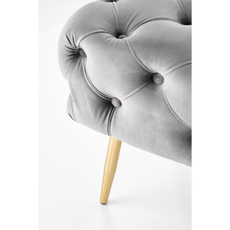 ŁAWKA TAPICEROWANA Nate SZARA pikowana złote nóżki