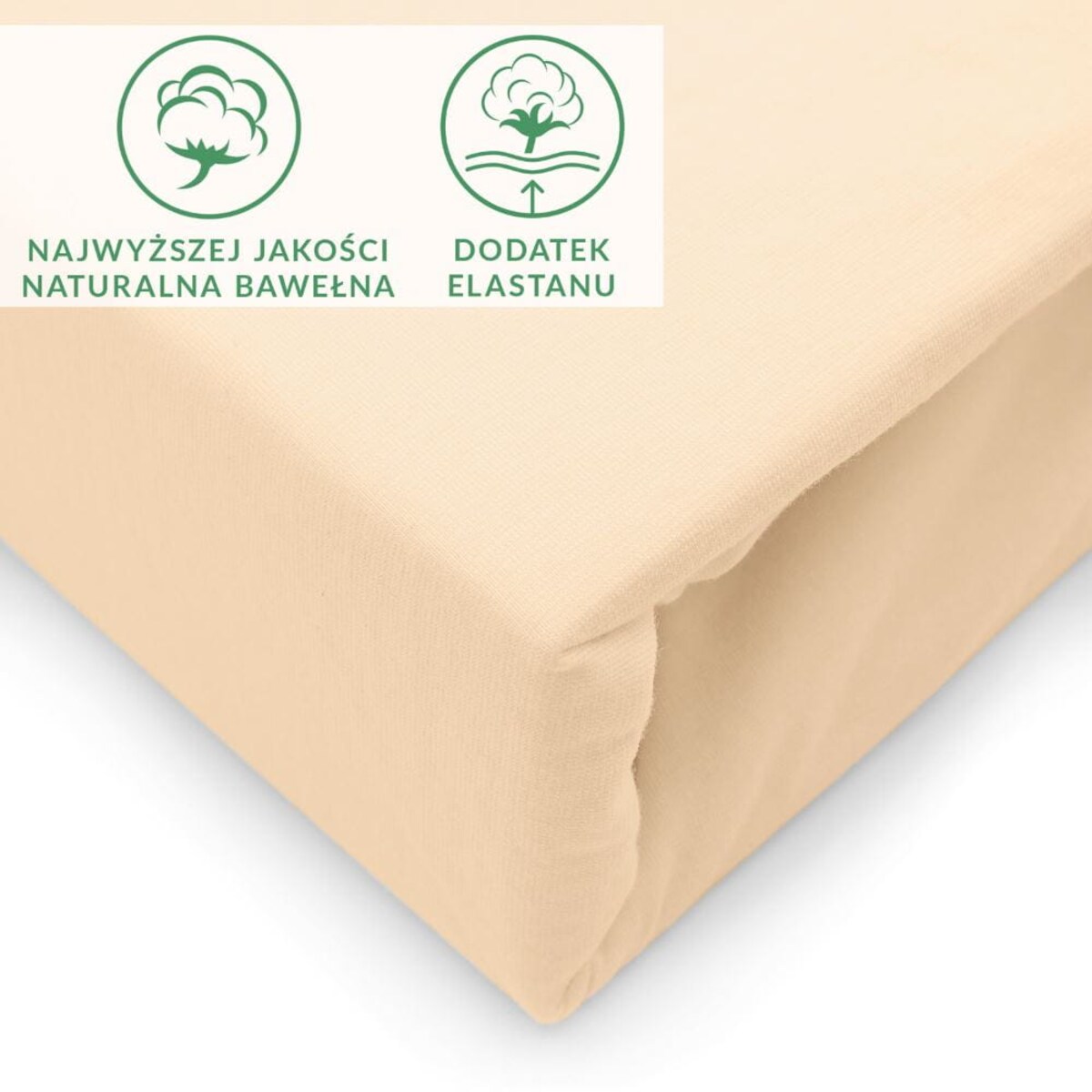Prześcieradło z bawełny jersey z elastanem z gumką 160x200 kolor beż