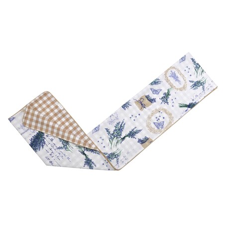 Dwustronny bieżnik Lavender & Beige Gingham – 50 × 150 cm