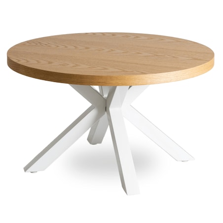 Stolik Kawowy Okrągły Mały Biały Dąb Złoty Loft Nowoczesny Ława LINCOLN