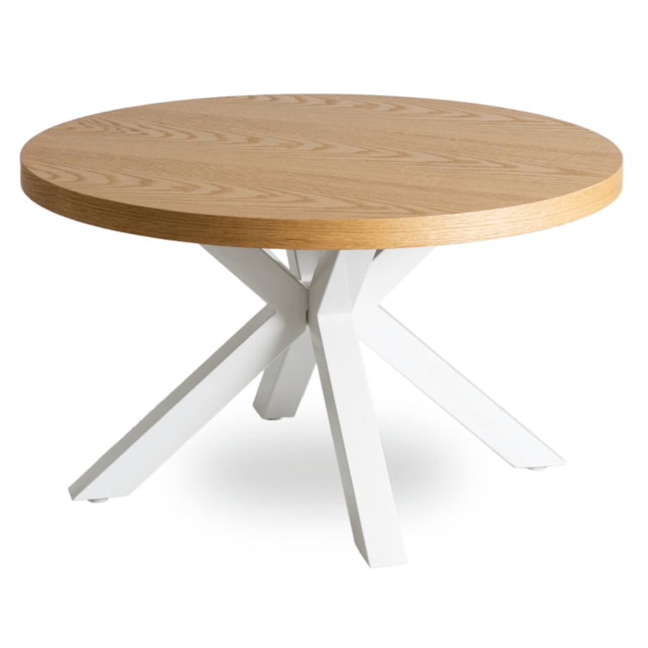 Stolik Kawowy Okrągły Mały Biały Dąb Złoty Loft Nowoczesny Ława LINCOLN