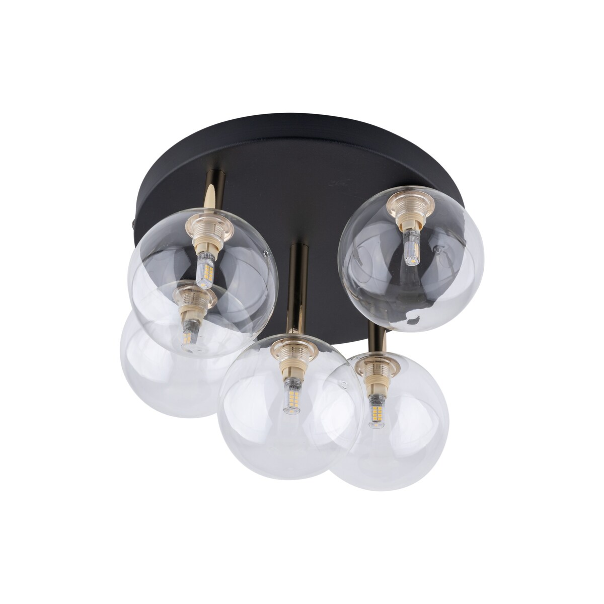 Nowoczesna lampa sufitowa NILOS Black/Gold TK Lighting 5xG9, czarno-złota, szkło, metal, do salonu i jadalni