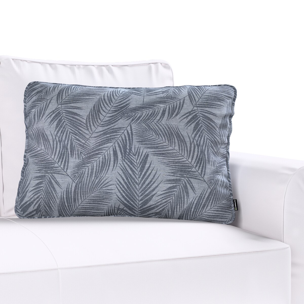Poszewka Gabi na poduszkę prostokątna 60x40 grafitowe liście na szaro-srebrnym tle