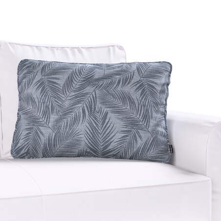 Poszewka Gabi na poduszkę prostokątna 60x40 grafitowe liście na szaro-srebrnym tle