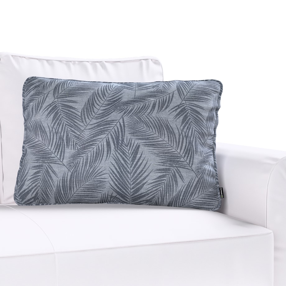 Poszewka Gabi na poduszkę prostokątna 60x40 grafitowe liście na szaro-srebrnym tle