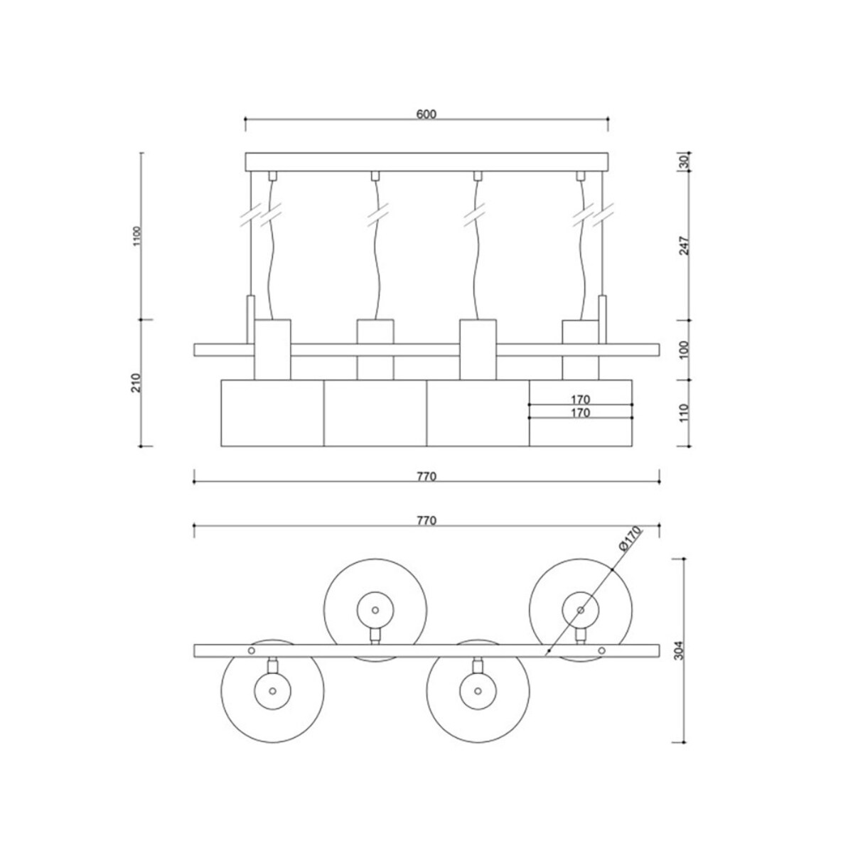 ENKEL 4 biała sufitowa lampa wisząca