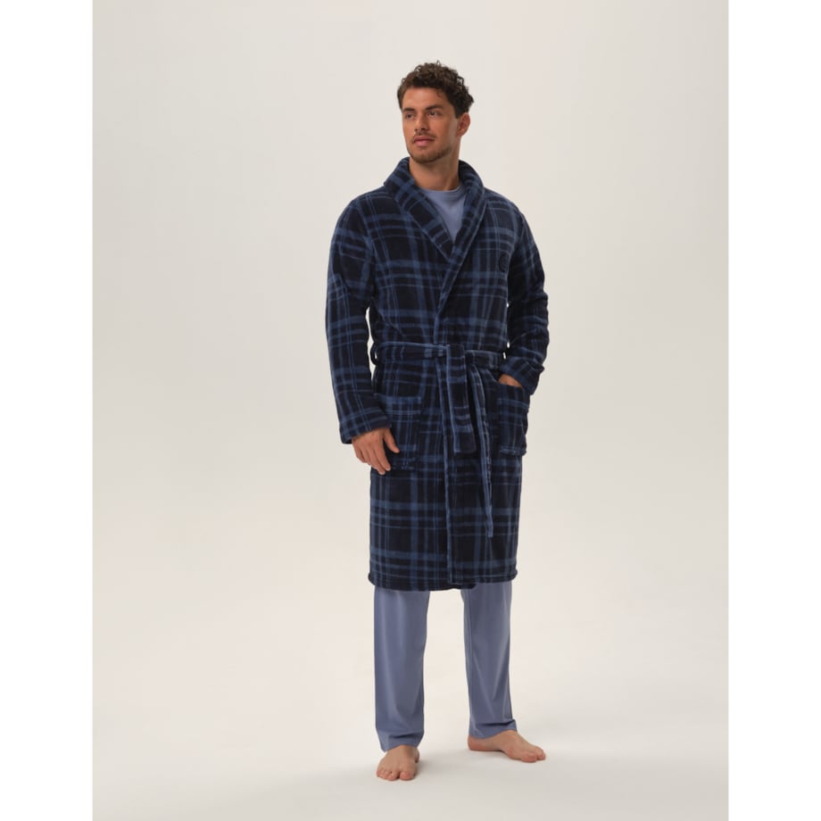 Szlafrok Hover 41938-59X Granatowy Granatowy, M