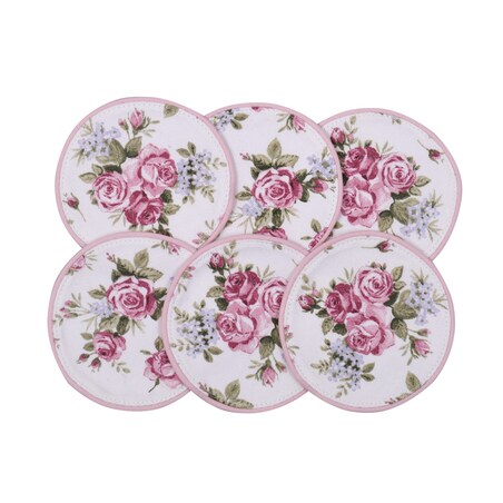 Mini dwustronne podkładki z motywem kwiatowym i eleganckich pasów Rose Garden & Stripes – komplet 6 szt.