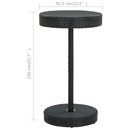 vidaXL Stolik ogrodowy, czarny, 60,5 x 106 cm, polirattan