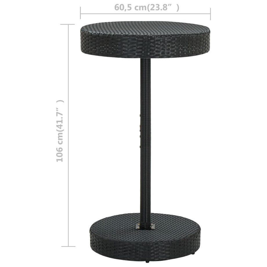 vidaXL Stolik ogrodowy, czarny, 60,5 x 106 cm, polirattan