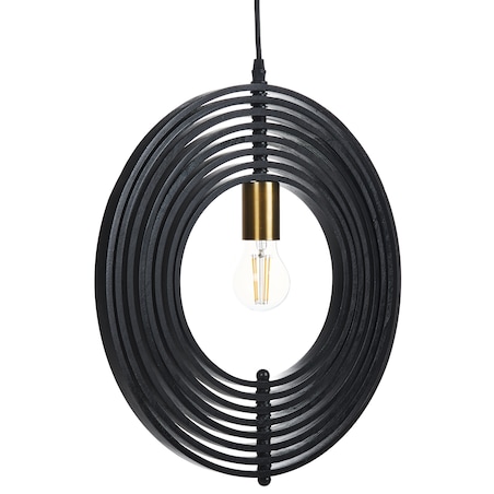 Lampa wisząca MURRELL Drewno topolowe Czarny
