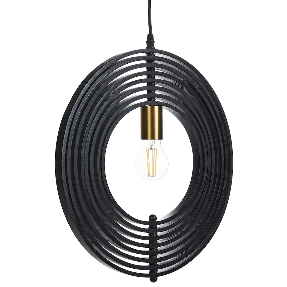 Lampa wisząca MURRELL Drewno topolowe Czarny