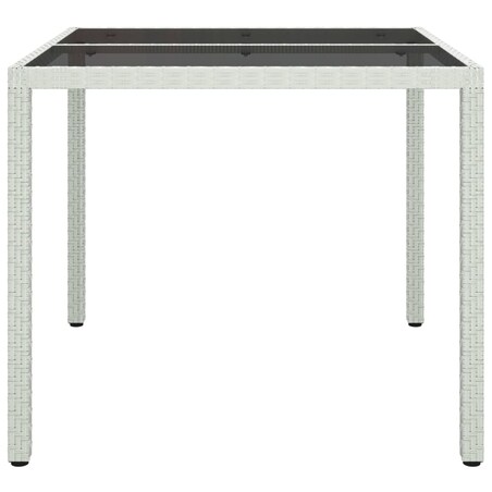 vidaXL Stół ogrodowy, 90x90x75 cm, szkło i rattan PE, biały