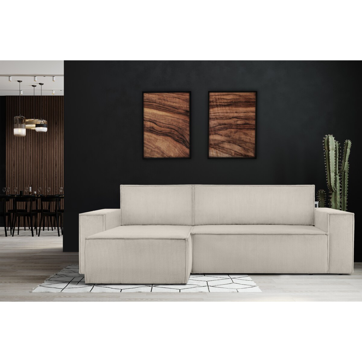 KONSIMO NAPI Uniwersalny narożnik z funkcją spania, kremowy, prawy/lewy