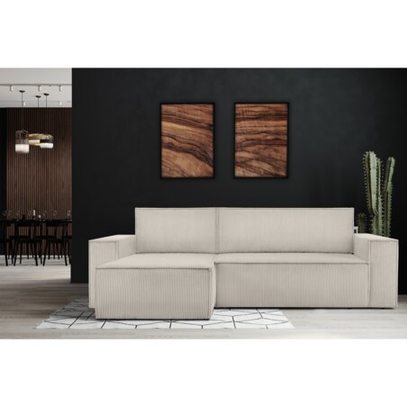 KONSIMO NAPI Uniwersalny narożnik z funkcją spania, kremowy, prawy/lewy