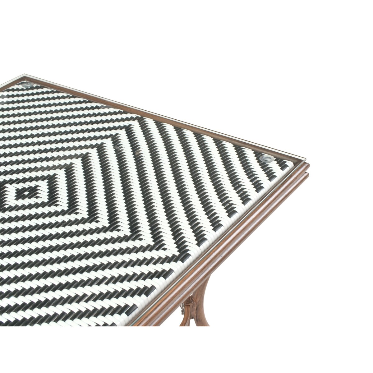 Stolik bistro RIFREDDO 80 cm Szkło Czarny/ biały