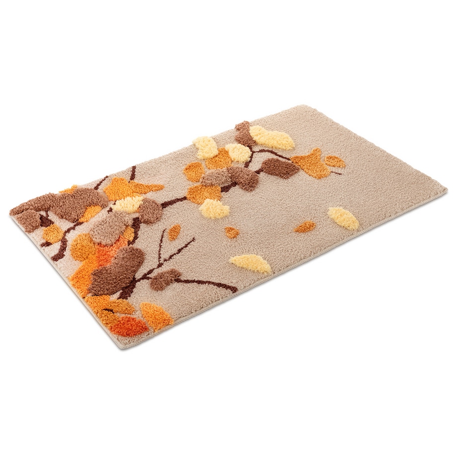 Dywanik łazienkowy Shaggy 3D Gaia 50x80 cm roślinny beżowy