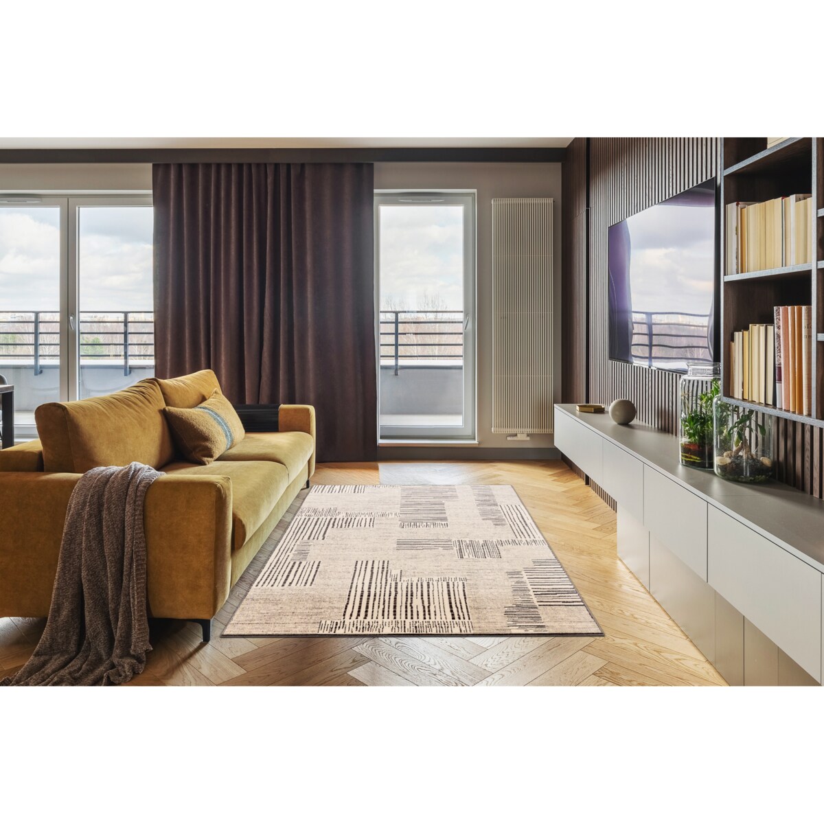 Dywan wełniany ANGEL 1222 / 52023 Linie beż 80x150 cm