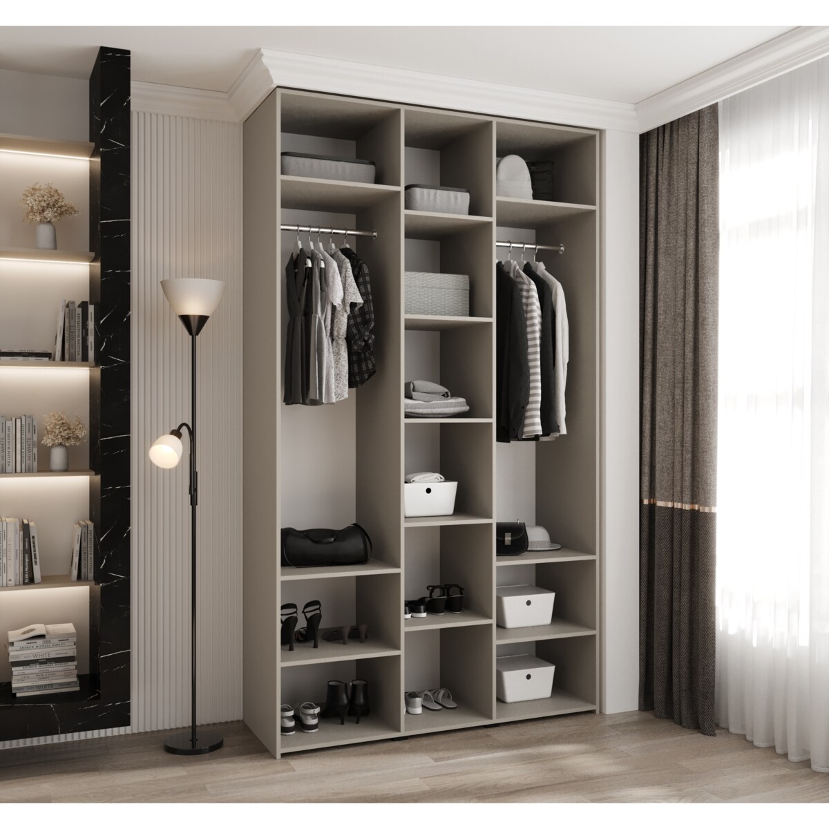 Szafa trzydrzwiowa Como 3 140 gł.50 kaszmir+czarny