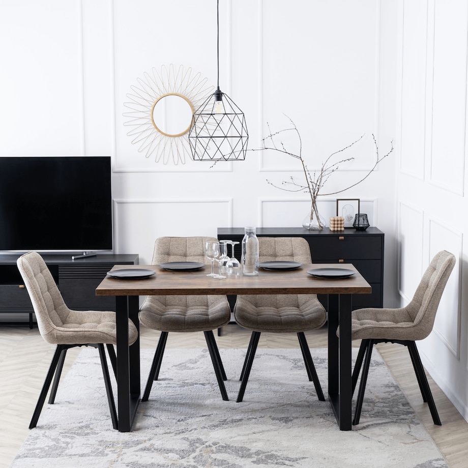 Krzesło Tapicerowane Do Jadalni Kuchni Salonu Loft Pikowane Beżowe RICK 2