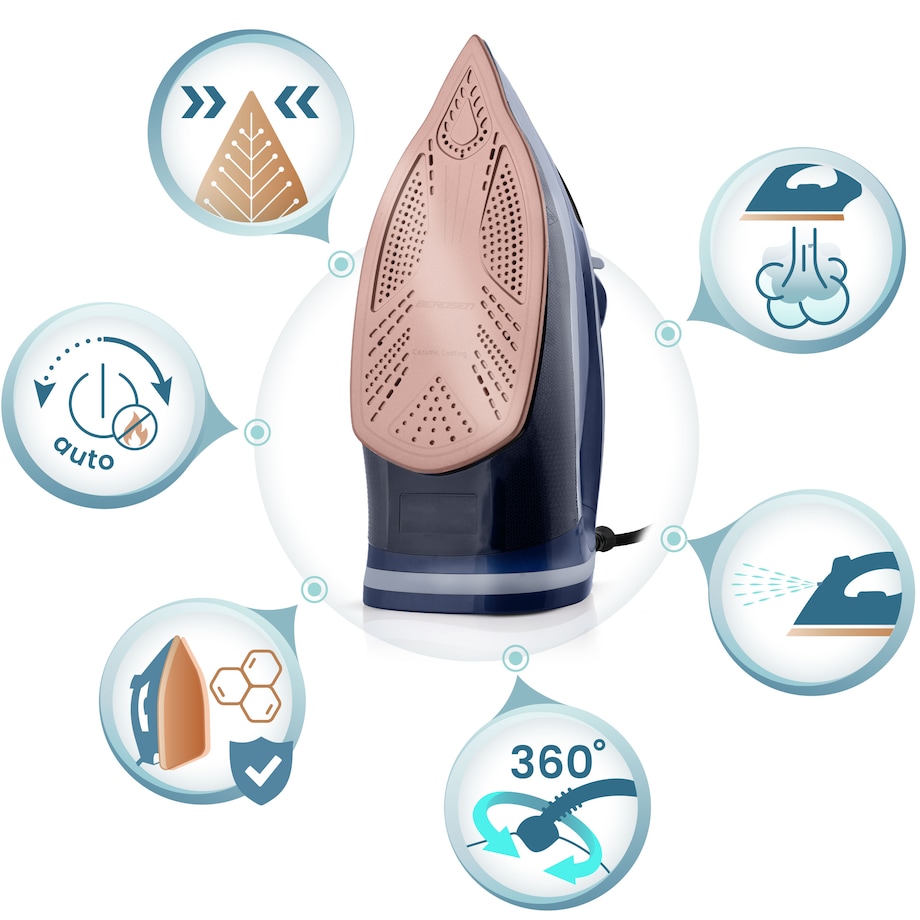 Żelazko parowe 3000W ceramiczna powłoka praca w pionie Berdsen 333001