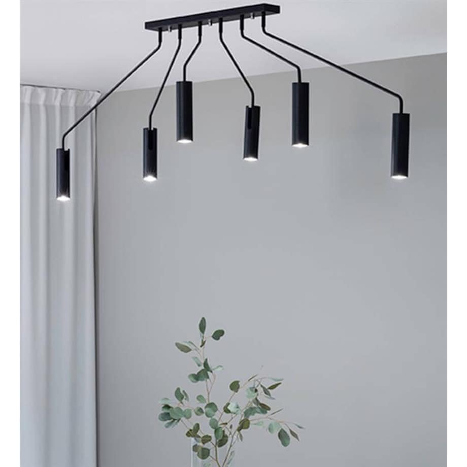 Lampa sufitowa 6-punktowa Ramus na wysięgnikach czarna