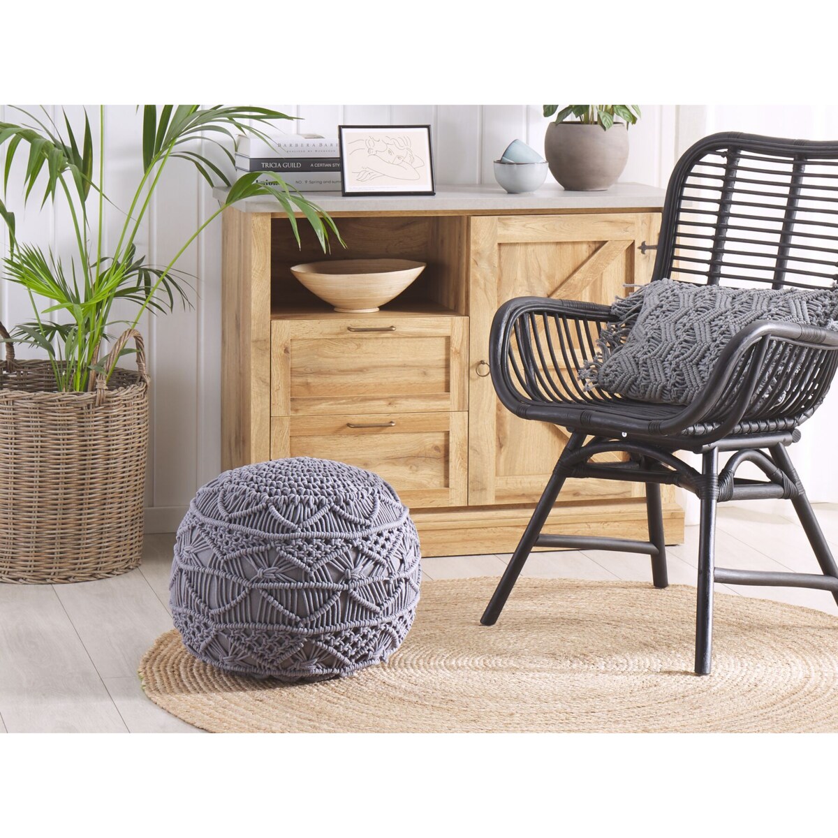 Puf ⌀ 40 cm szary KAYSERI