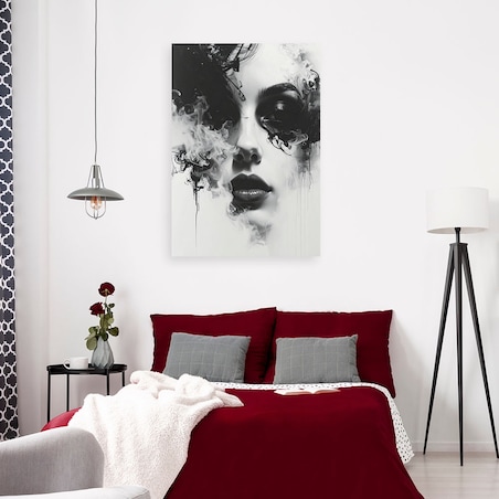 Nowoczesny obraz na płótnie canvas,do salonu sypialni Abstrakcyjny portret kobiety czarno biały 20x30 cm