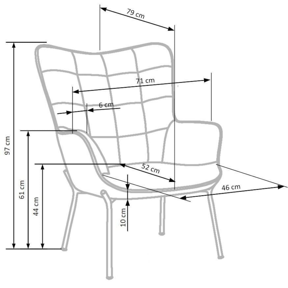 FOTEL TAPICEROWANY Cabres szary/czarny Z PODŁOKIETNIKAMI