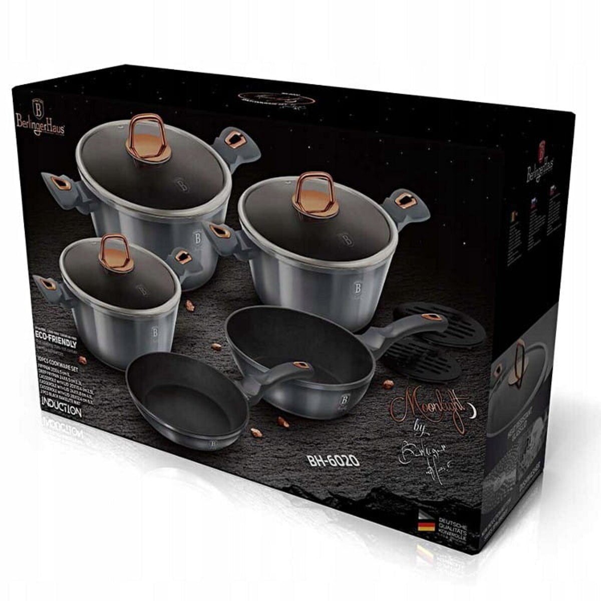 Zestaw 10 elementów garnki, patelnie, akcesoria Berlinger Haus BH-6020