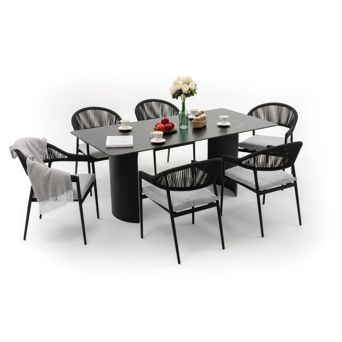 Zestaw mebli ogrodowych aluminiowe nowoczesne BELIZE LUX czarno szare