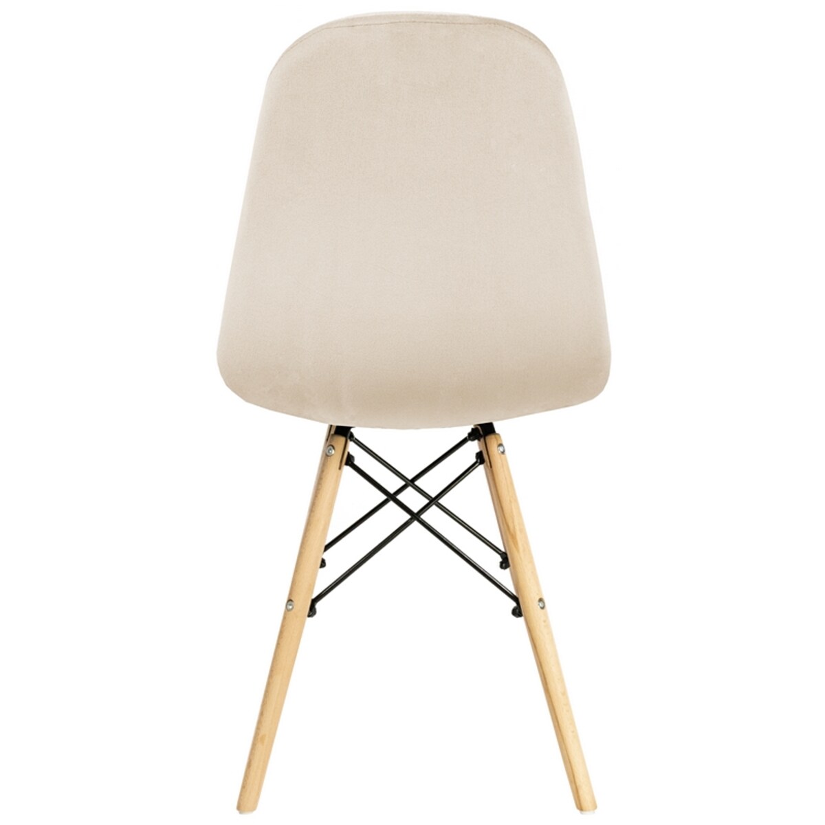 Krzesło tapicerowane do salonu welurowe skandynawskie beżowe