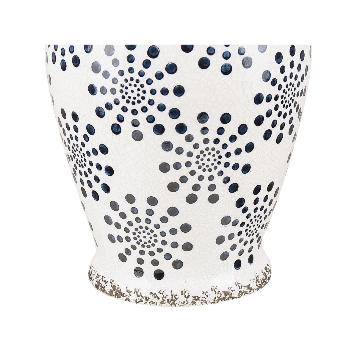 Wazon na kwiaty ceramiczny biały z niebieskim NEMEA