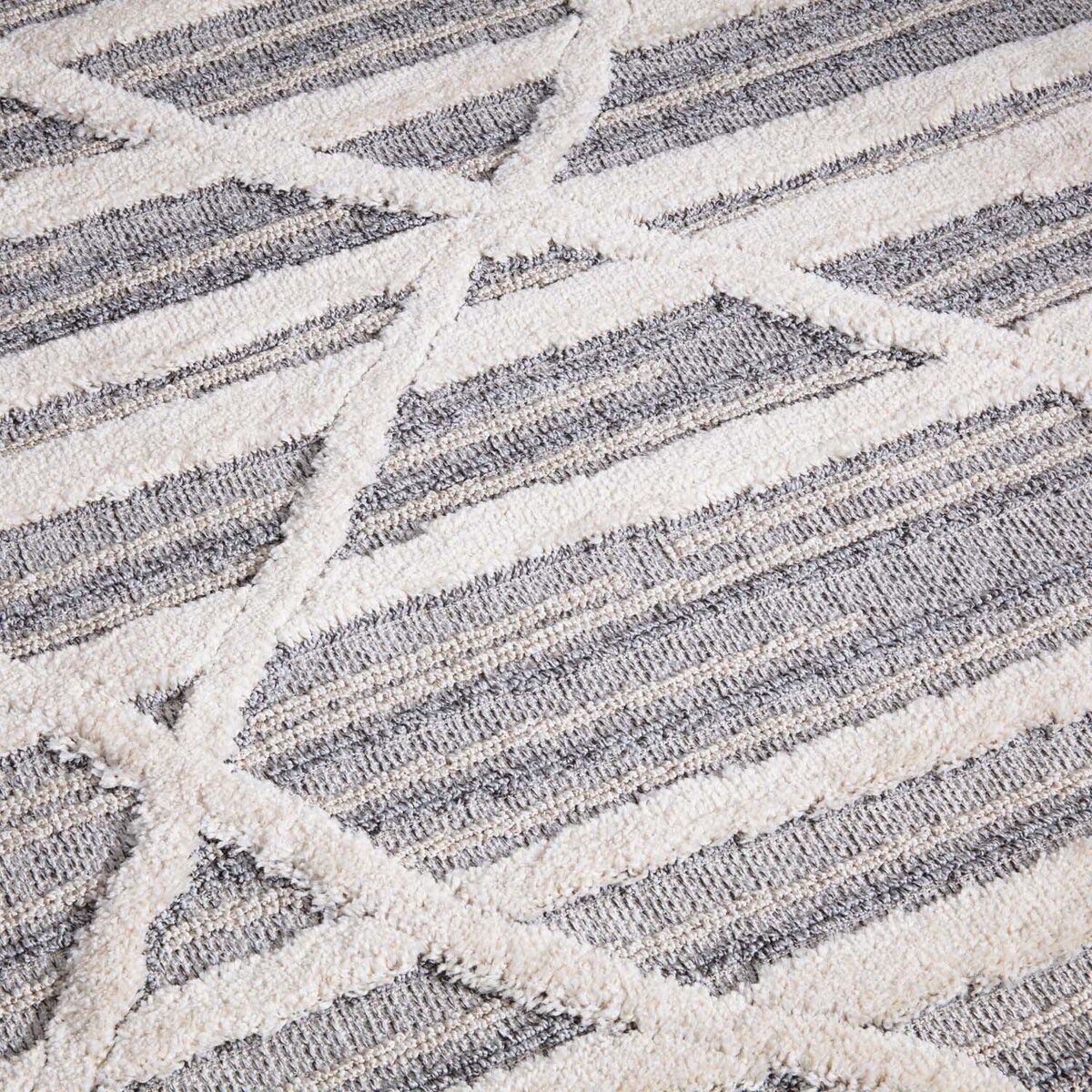 Dywan z frędzlami Cut&Loop Boho-Chic Valora 8100 Szary Krem 120x170